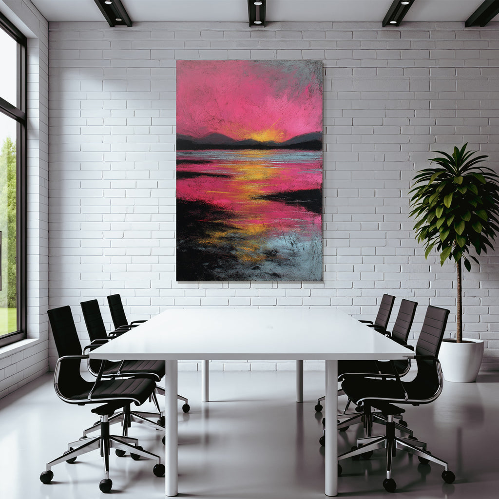 Bunte Landschaft Mit Sonnenuntergang Am Wasser