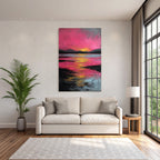 Bunte Landschaft Mit Sonnenuntergang Am Wasser