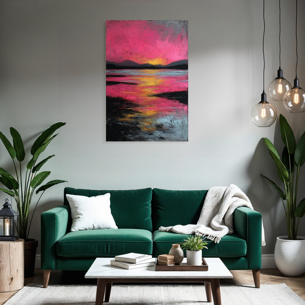 Bunte Landschaft Mit Sonnenuntergang Am Wasser