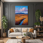 Impressionistische Landschaft Mit Rollenden Hügeln Und Bach