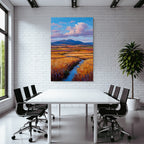 Impressionistische Landschaft Mit Rollenden Hügeln Und Bach