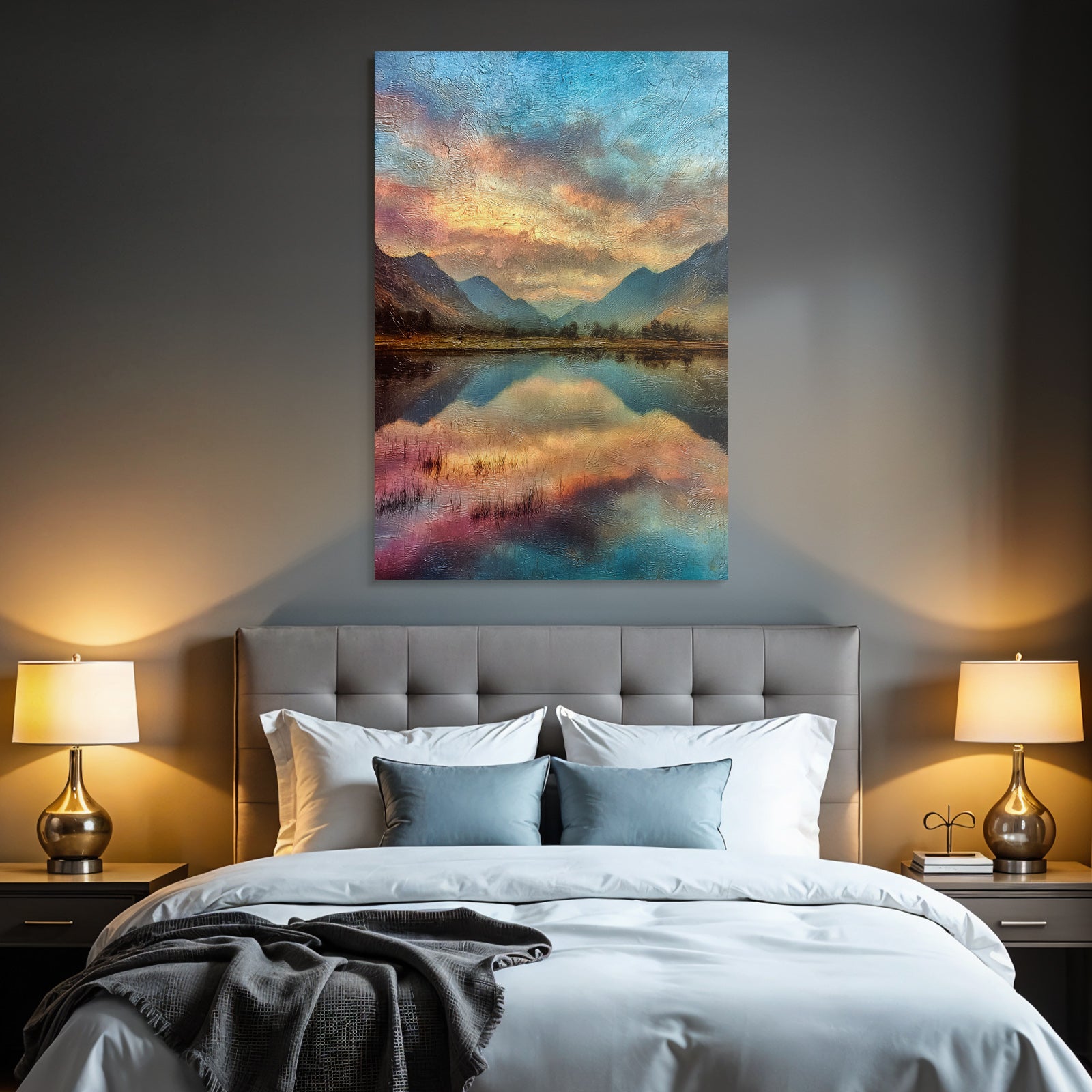 Pastellfarbene Dämmerungslandschaft Am Bergsee