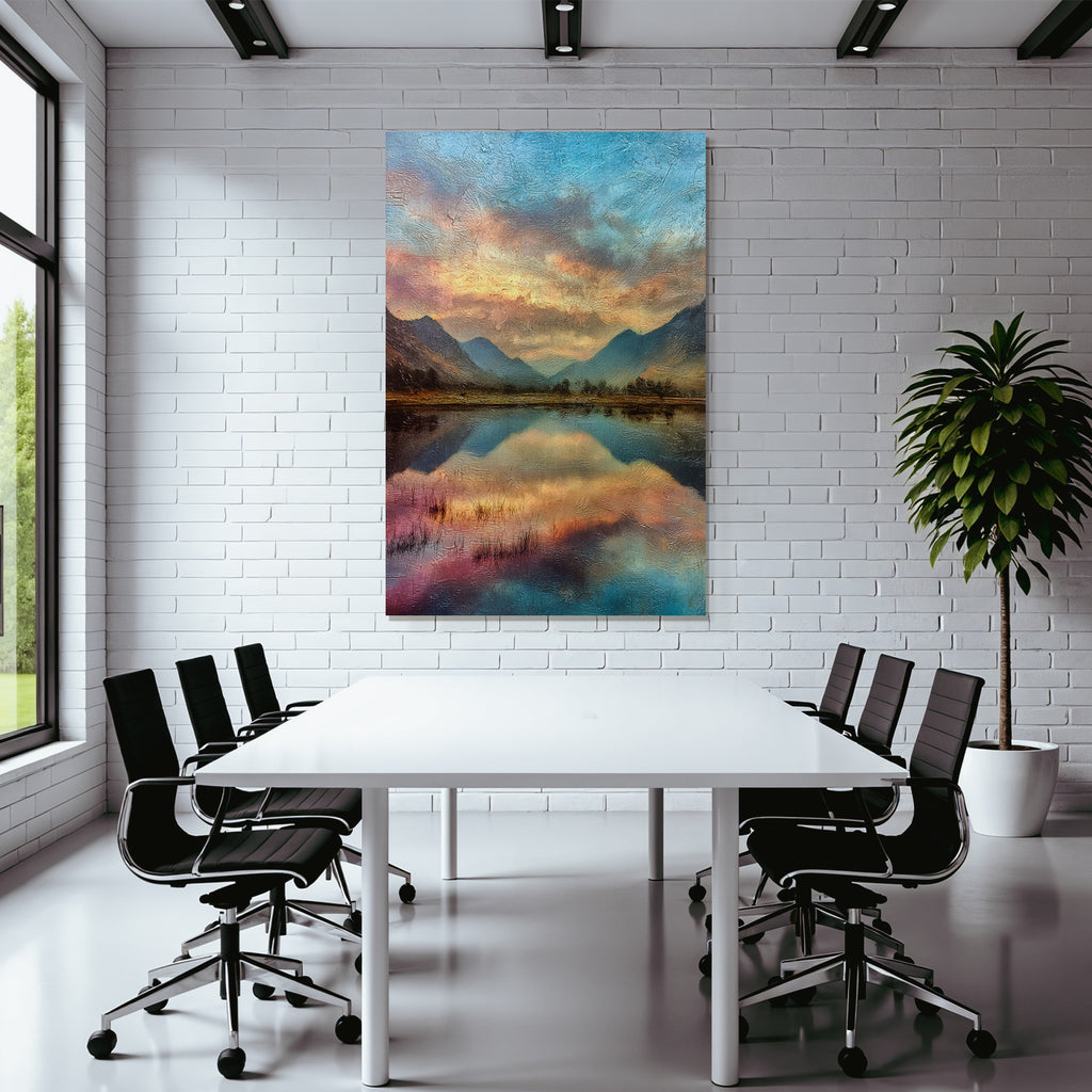 Pastellfarbene Dämmerungslandschaft Am Bergsee