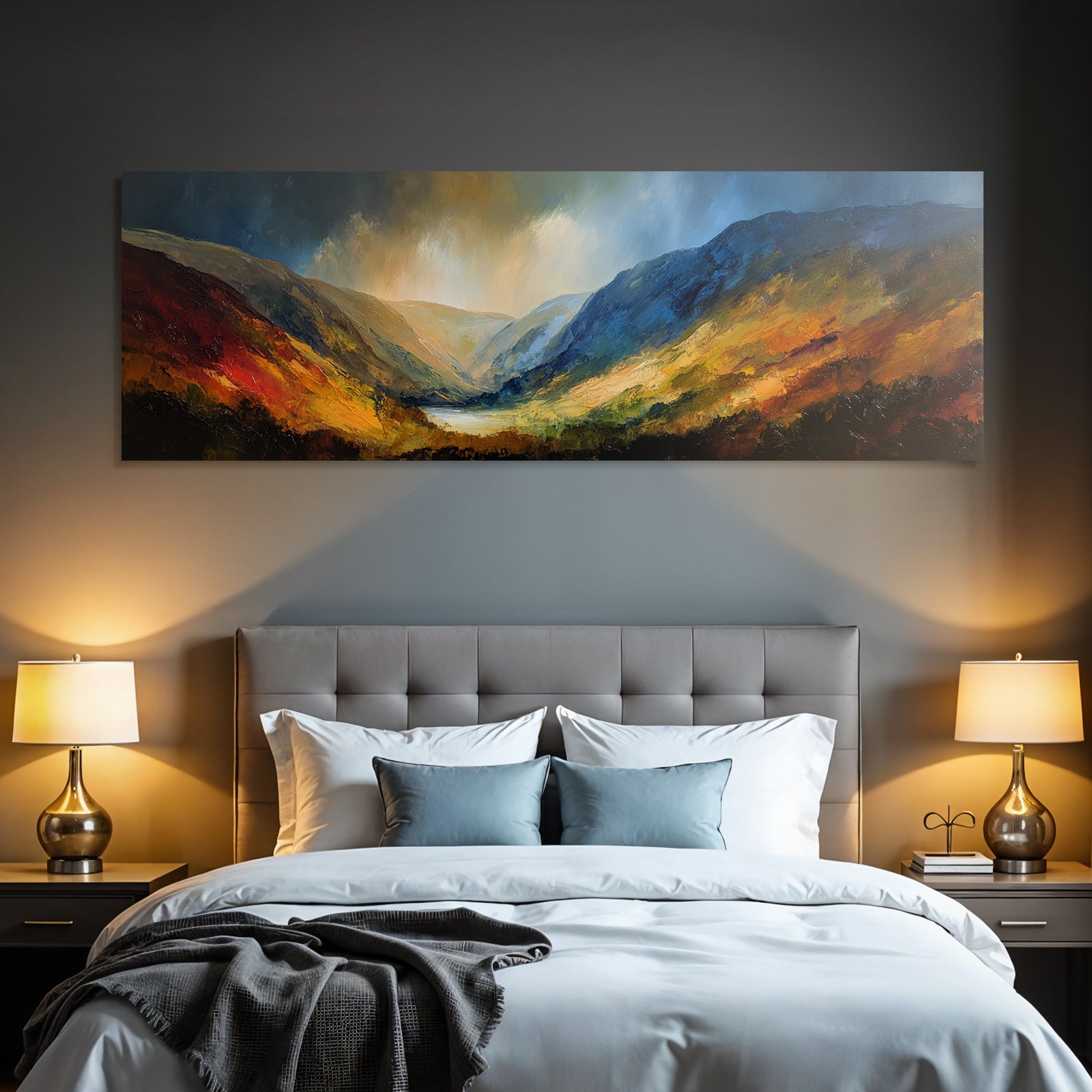 Dramatische Landschaft Mit Berghang Und See