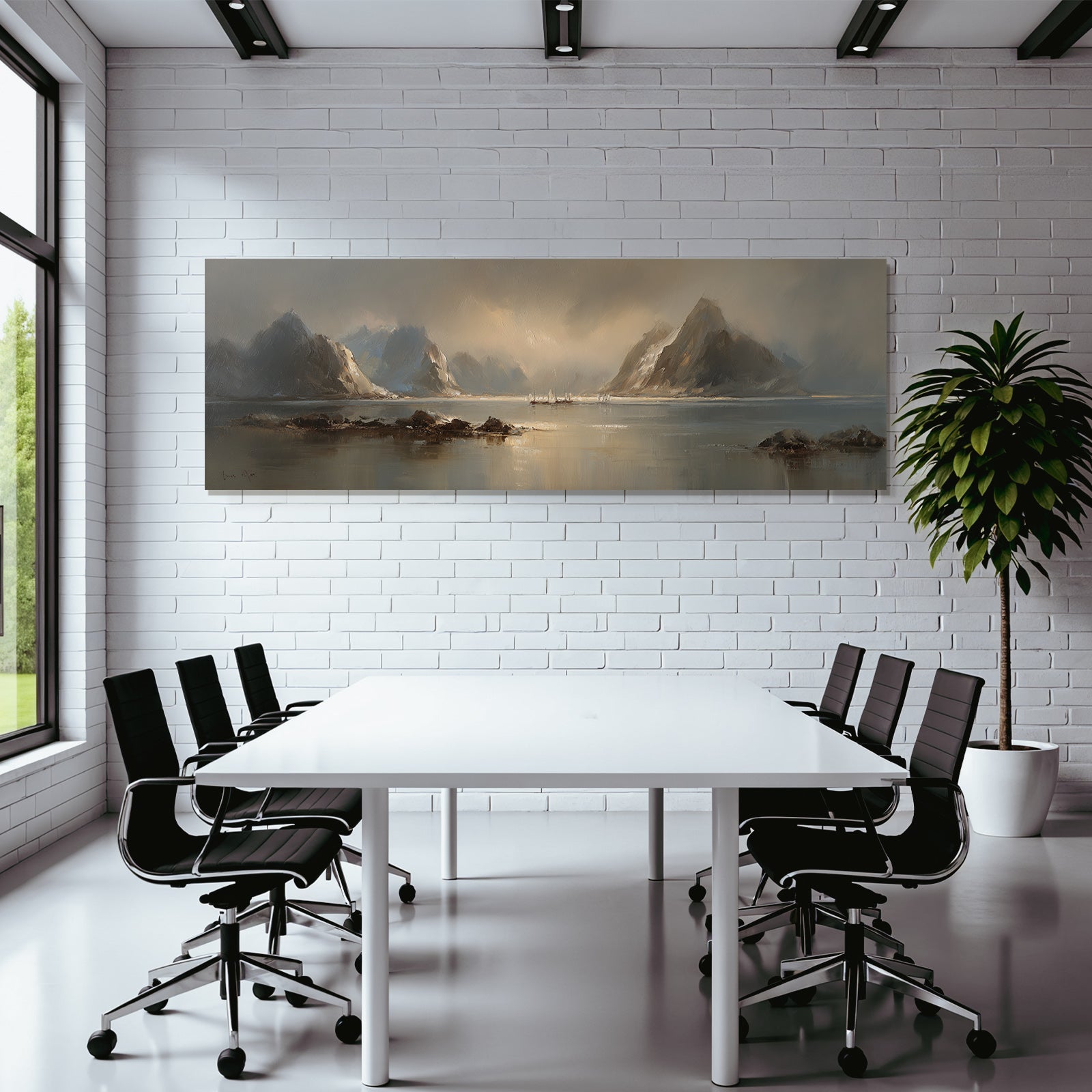 Friedliche Landschaft Mit Bergen Und Booten