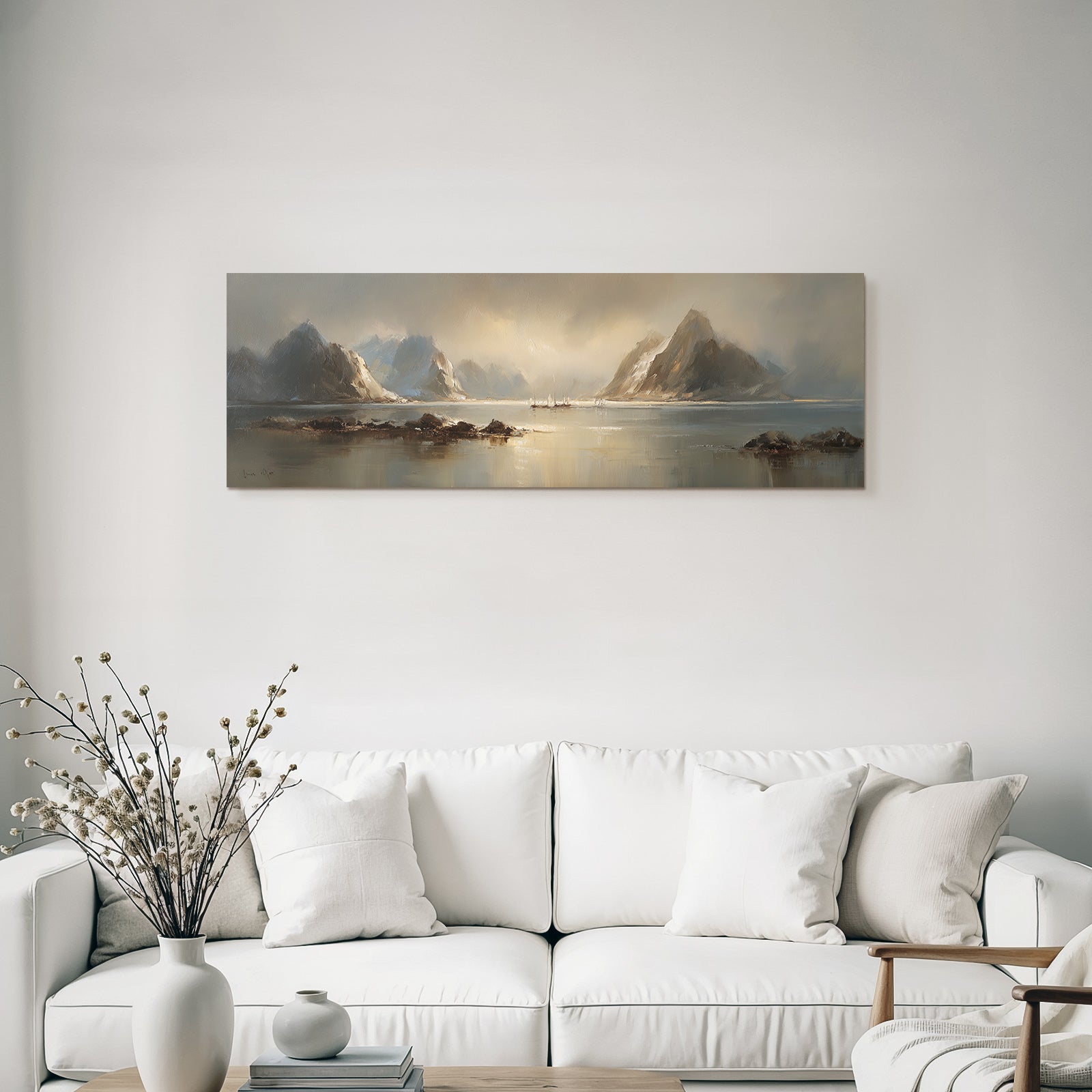 Friedliche Landschaft Mit Bergen Und Booten