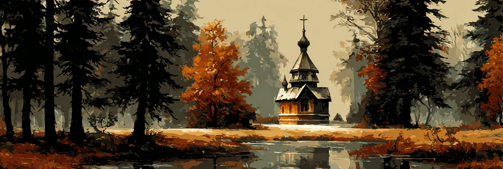 Herbstliche Kapelle Im Nebelwald | Nebel und Wetter | Natur