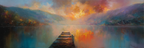 Idyllische Landschaft Mit Steg Am See Bei Sonnenaufgang | Nebel und Wetter | Natur