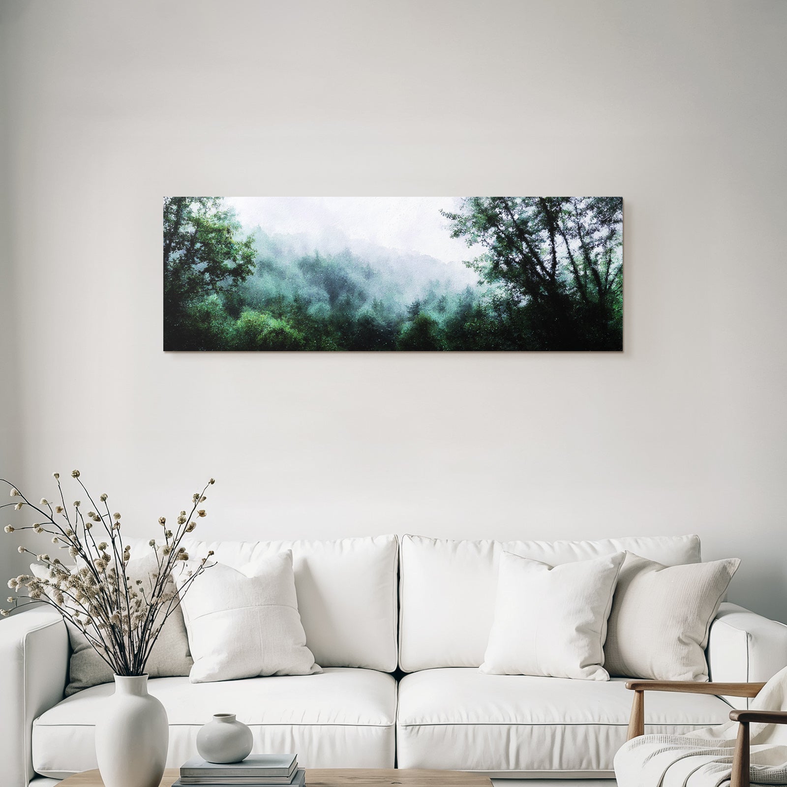 Nebliger Wald Im Aquarell