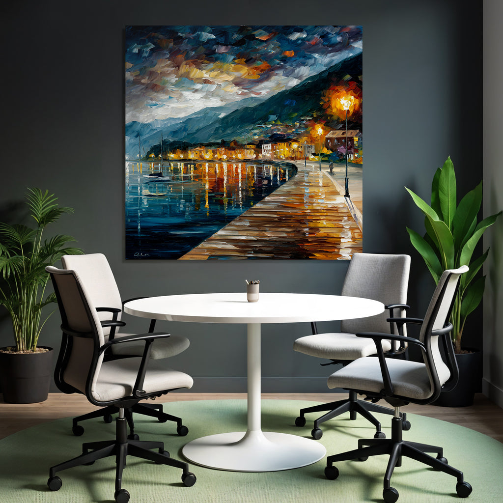Abendliche Hafenpromenade Impressionistisch