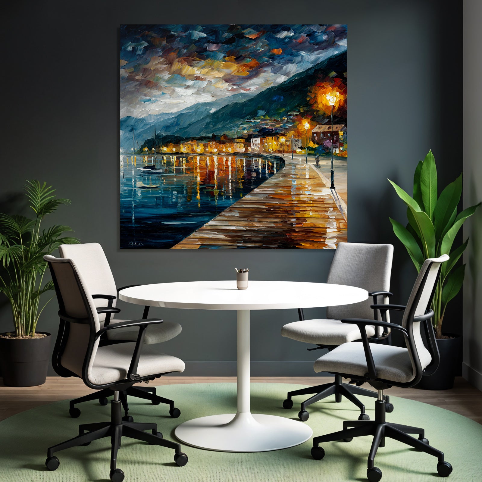Abendliche Hafenpromenade Impressionistisch