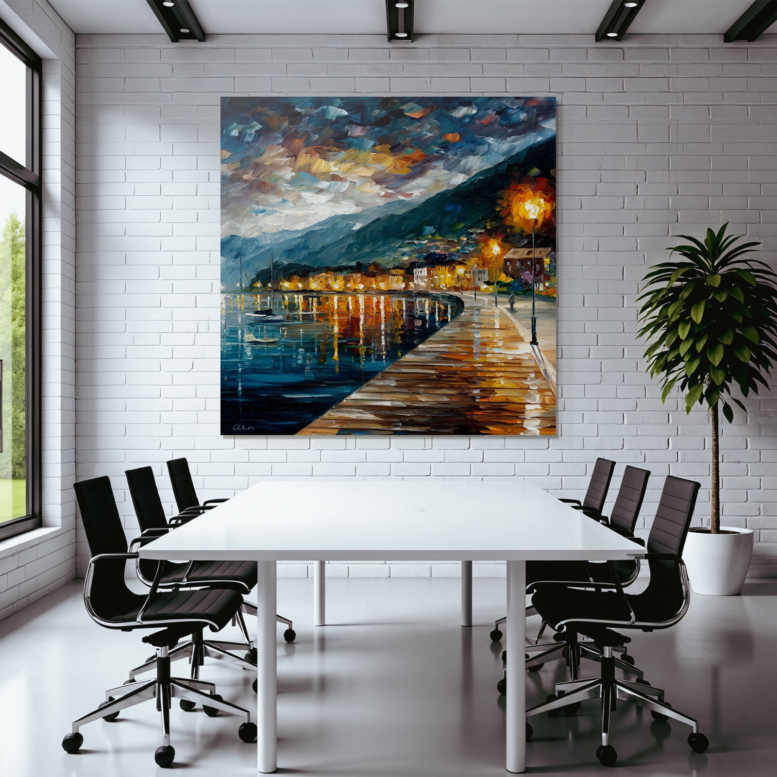 Abendliche Hafenpromenade Impressionistisch