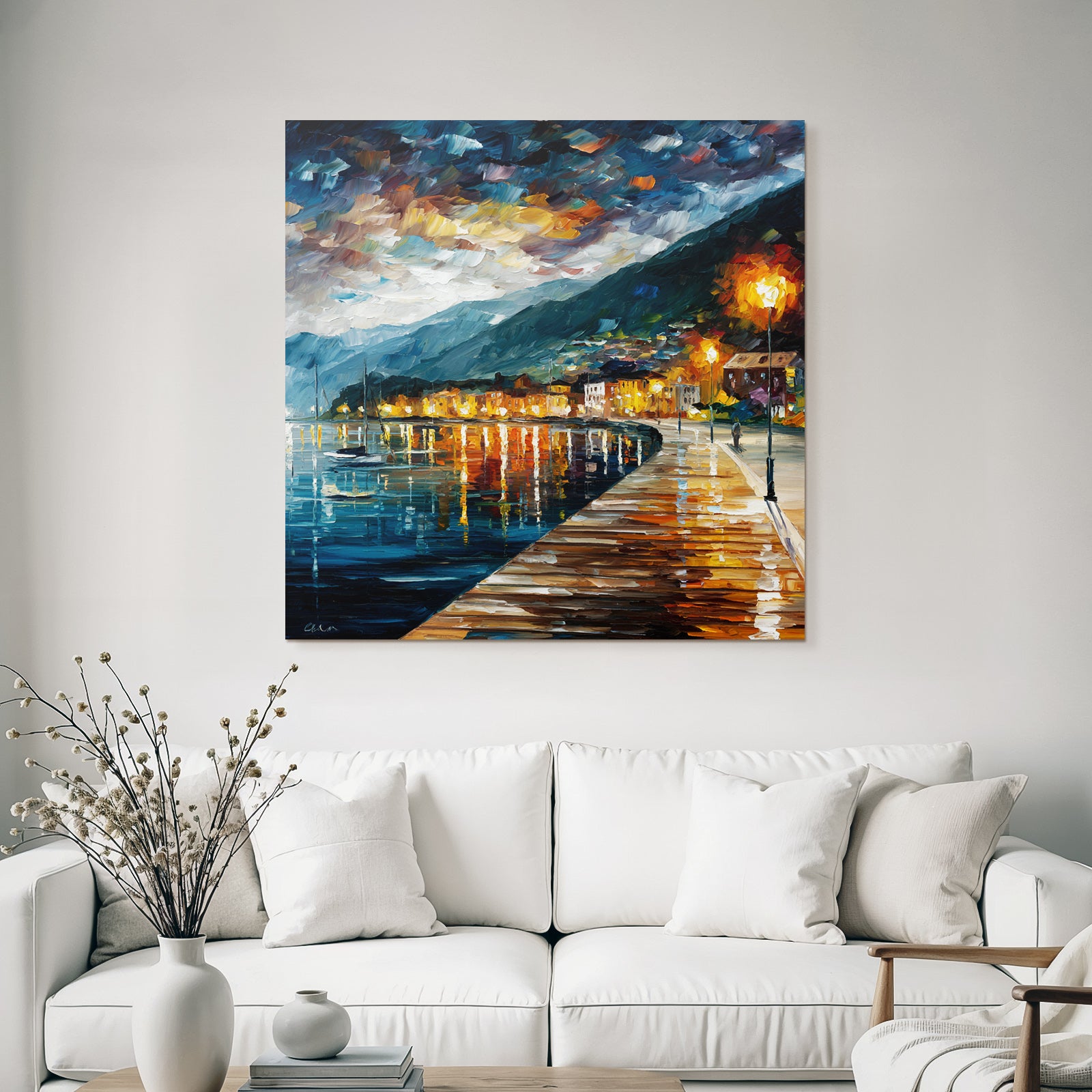 Abendliche Hafenpromenade Impressionistisch