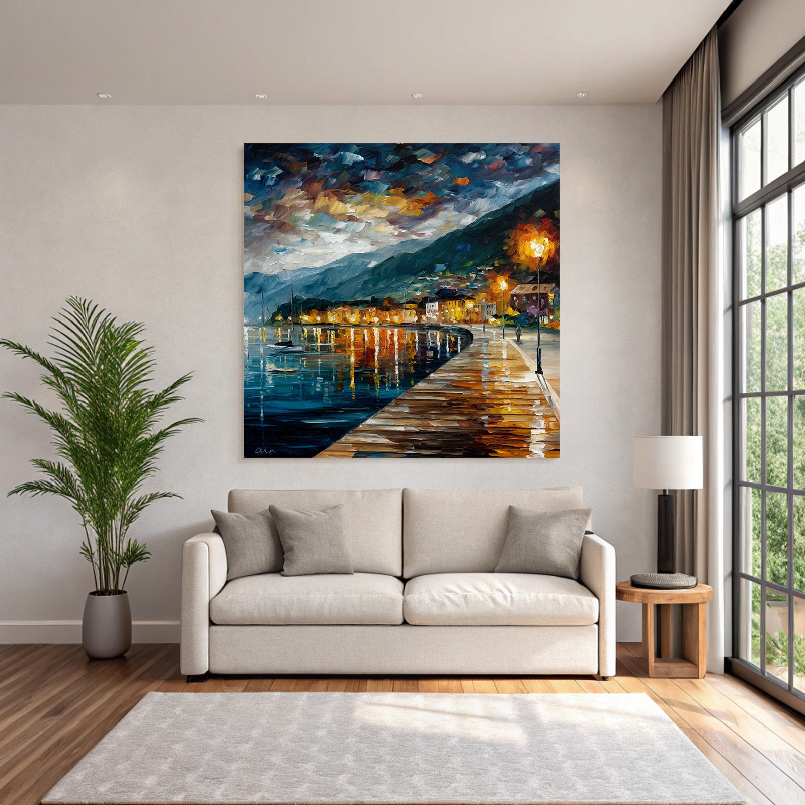 Abendliche Hafenpromenade Impressionistisch