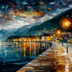Abendliche Hafenpromenade Impressionistisch | Nebel und Wetter | Natur