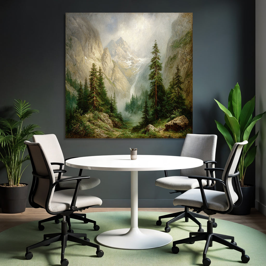 Berglandschaft Mit Nebeligen Tannen