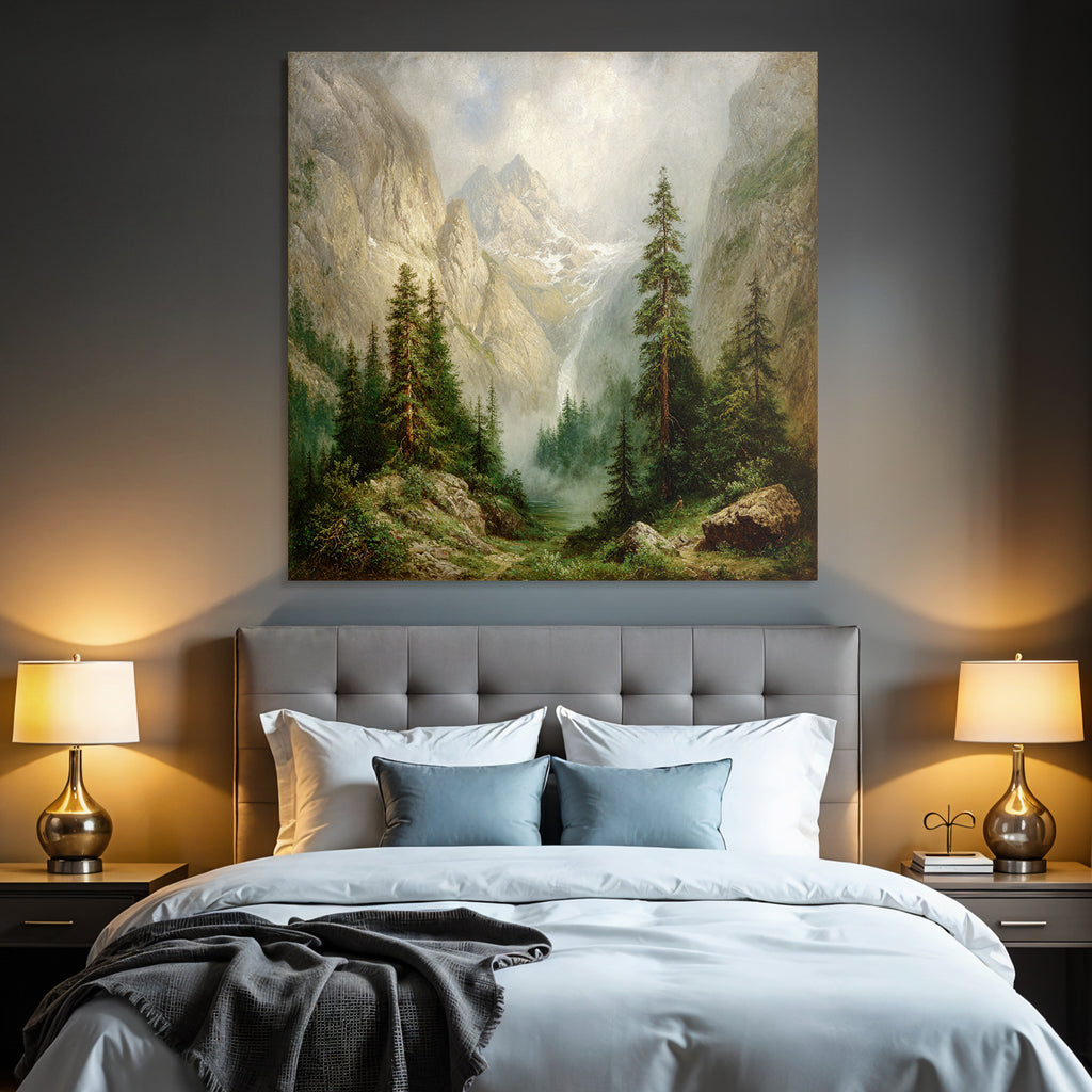 Berglandschaft Mit Nebeligen Tannen