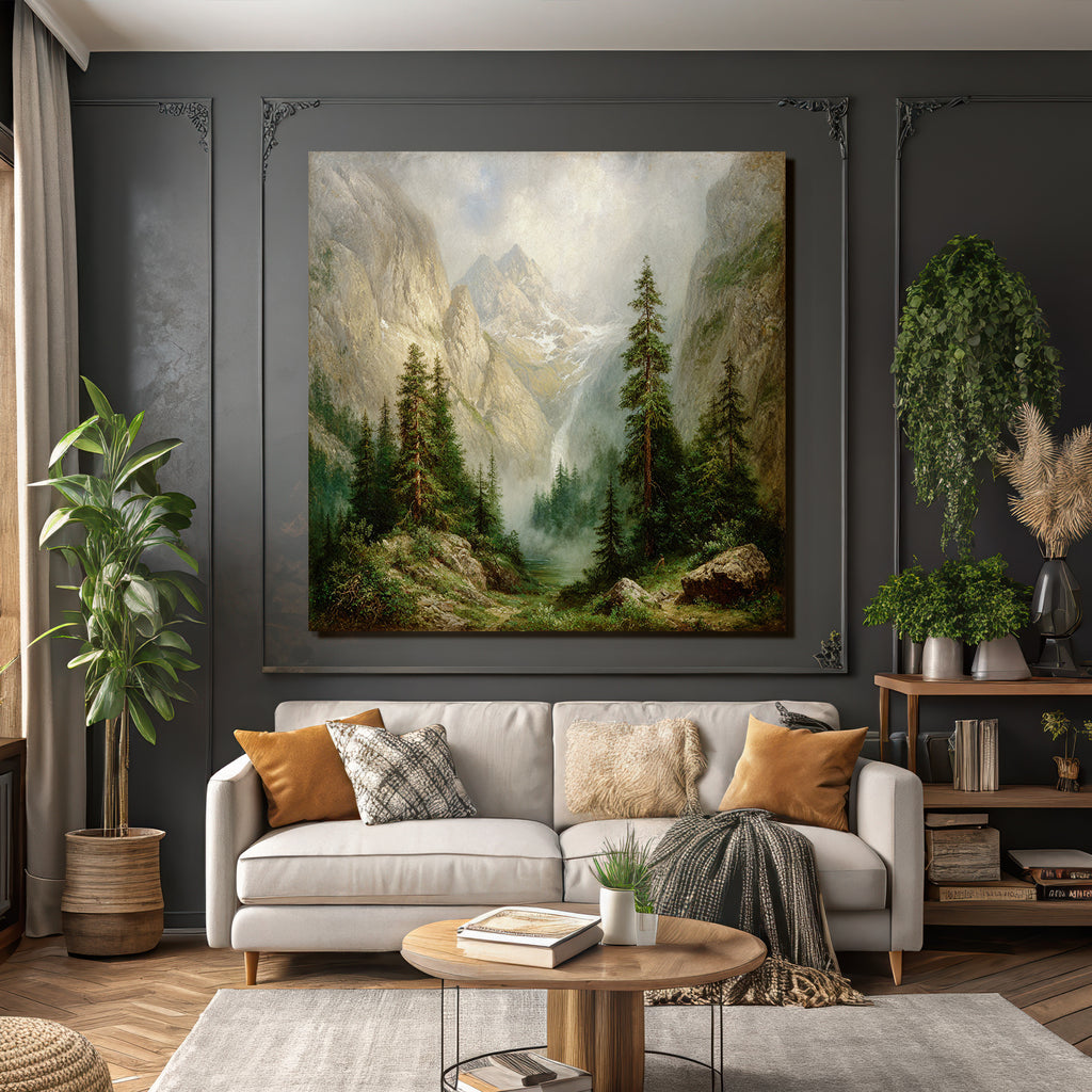 Berglandschaft Mit Nebeligen Tannen