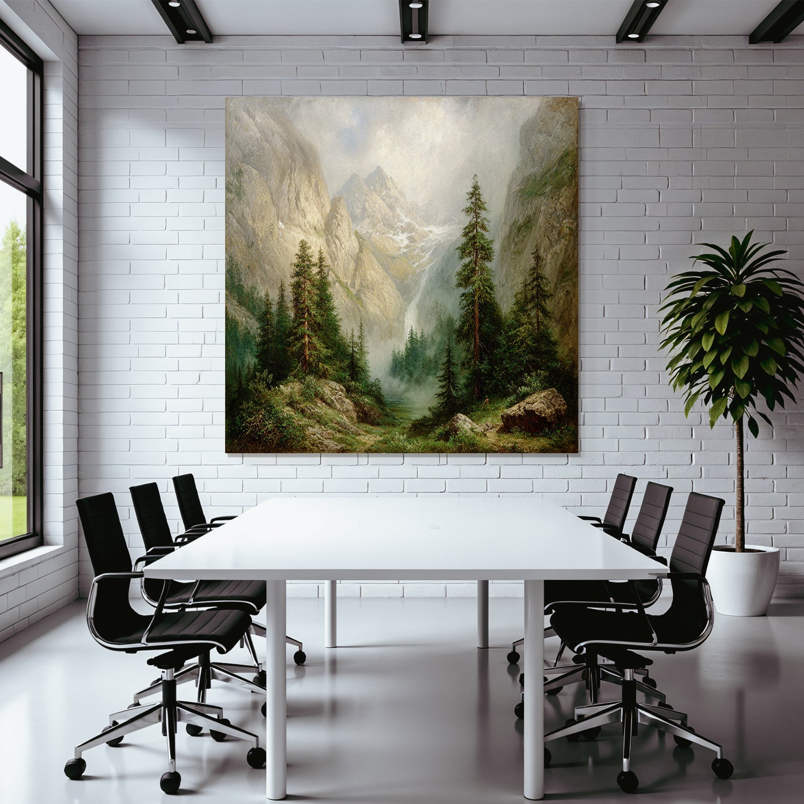 Berglandschaft Mit Nebeligen Tannen