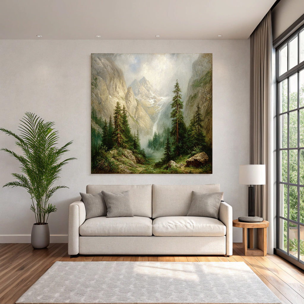 Berglandschaft Mit Nebeligen Tannen