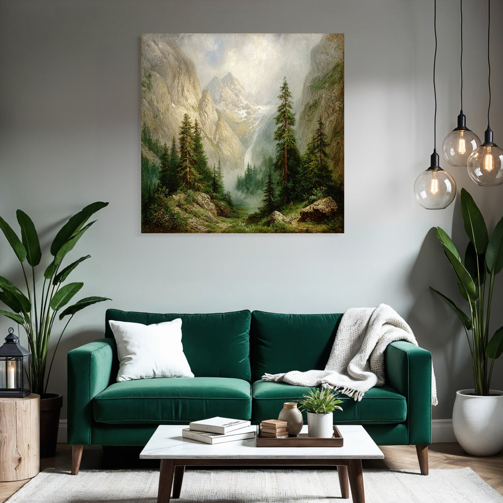Berglandschaft Mit Nebeligen Tannen