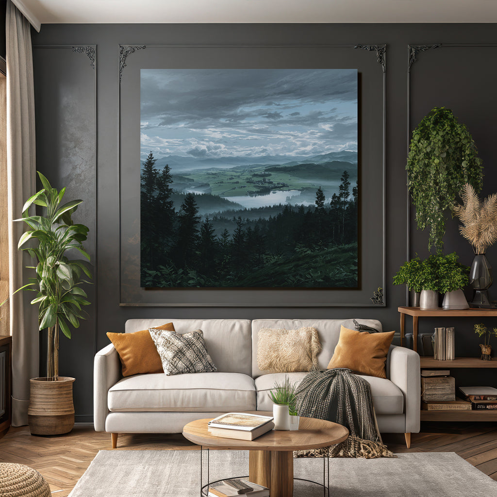 Berglandschaft Mit See Hügeln Und Wald