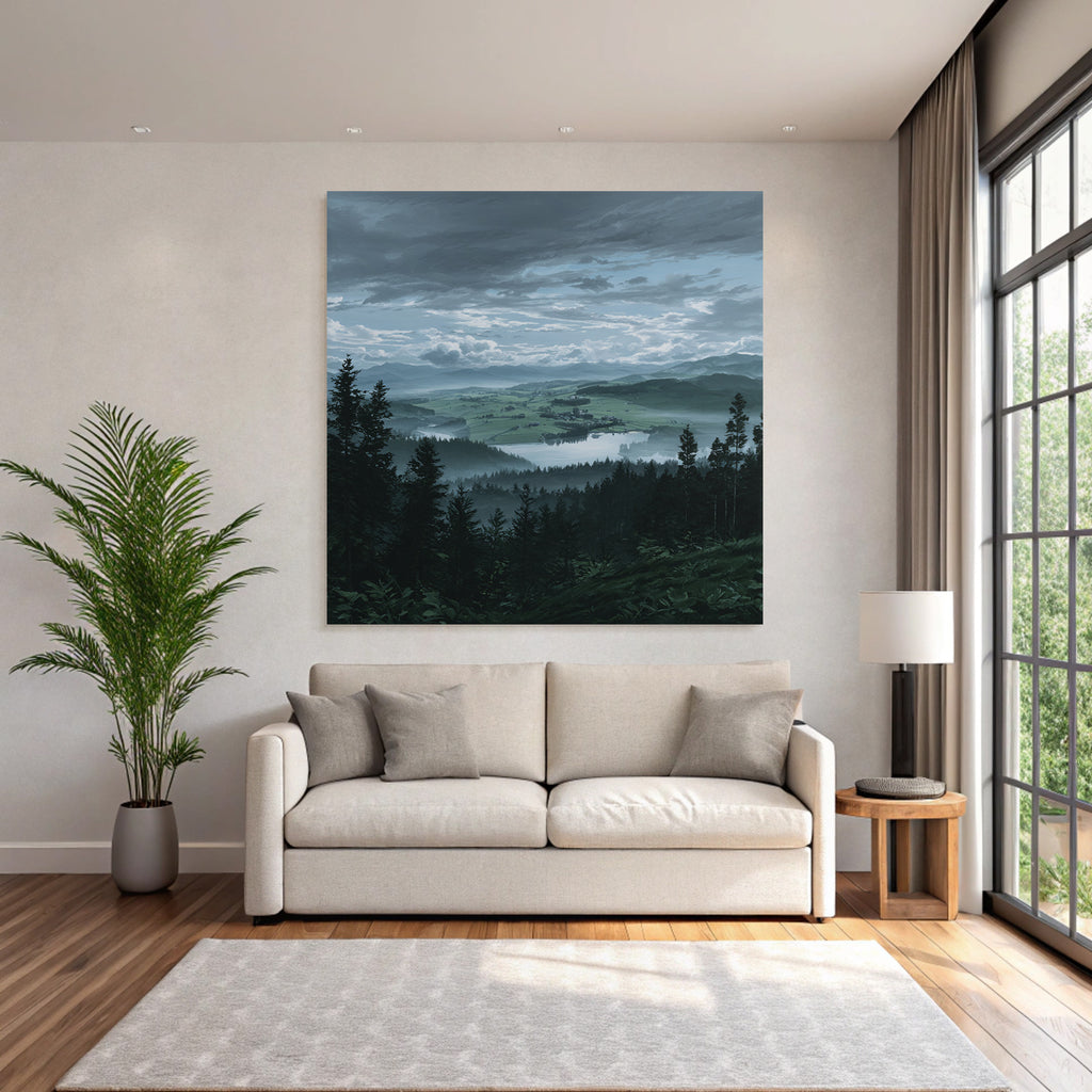 Berglandschaft Mit See Hügeln Und Wald