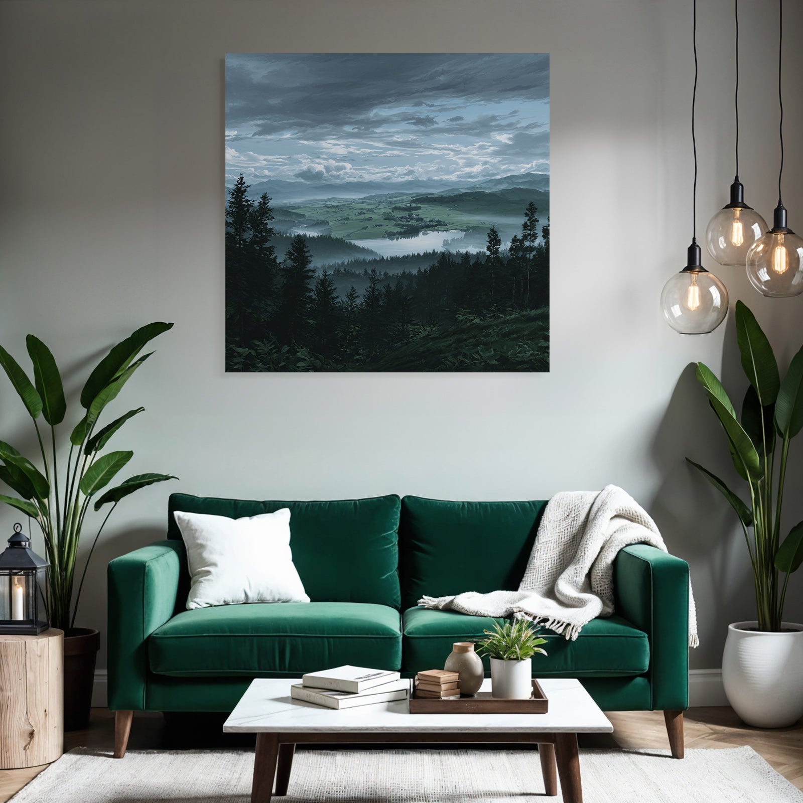 Berglandschaft Mit See Hügeln Und Wald