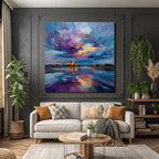 Bunte Landschaft Mit Schloss Und Seespiegelung
