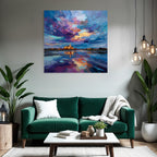 Bunte Landschaft Mit Schloss Und Seespiegelung