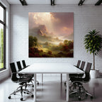 Idyllische Landschaft Mit Burgruinen Und Lichtdurchfluteten Wolken