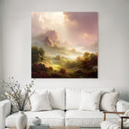 Idyllische Landschaft Mit Burgruinen Und Lichtdurchfluteten Wolken