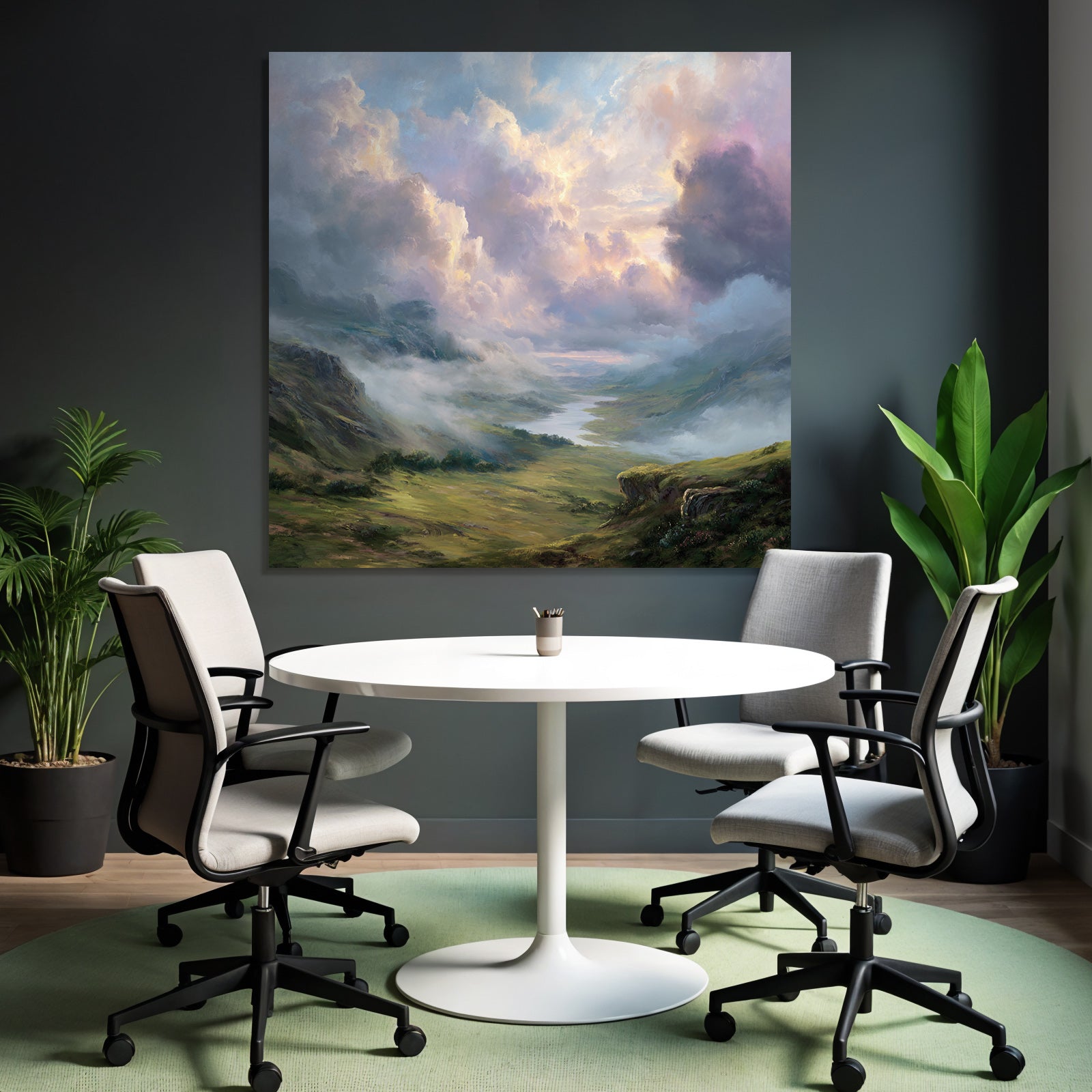 Malerische Landschaft Mit Fluss Und Farbenfrohem Himmel