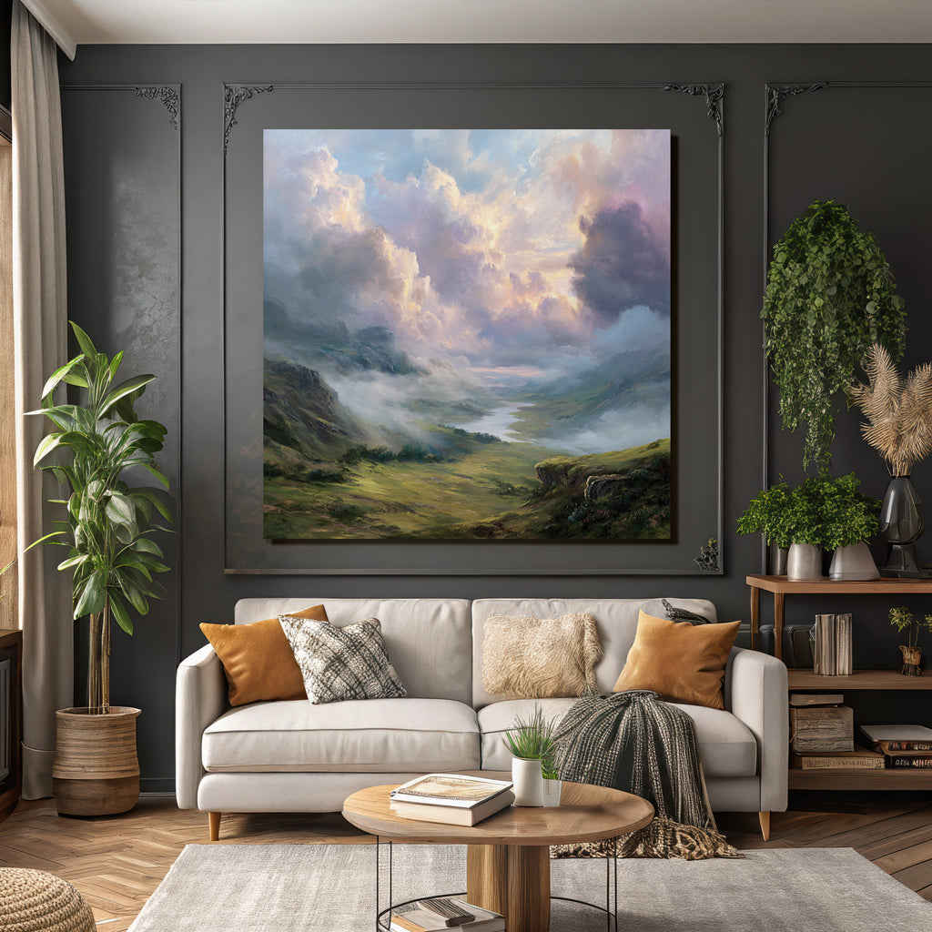 Malerische Landschaft Mit Fluss Und Farbenfrohem Himmel