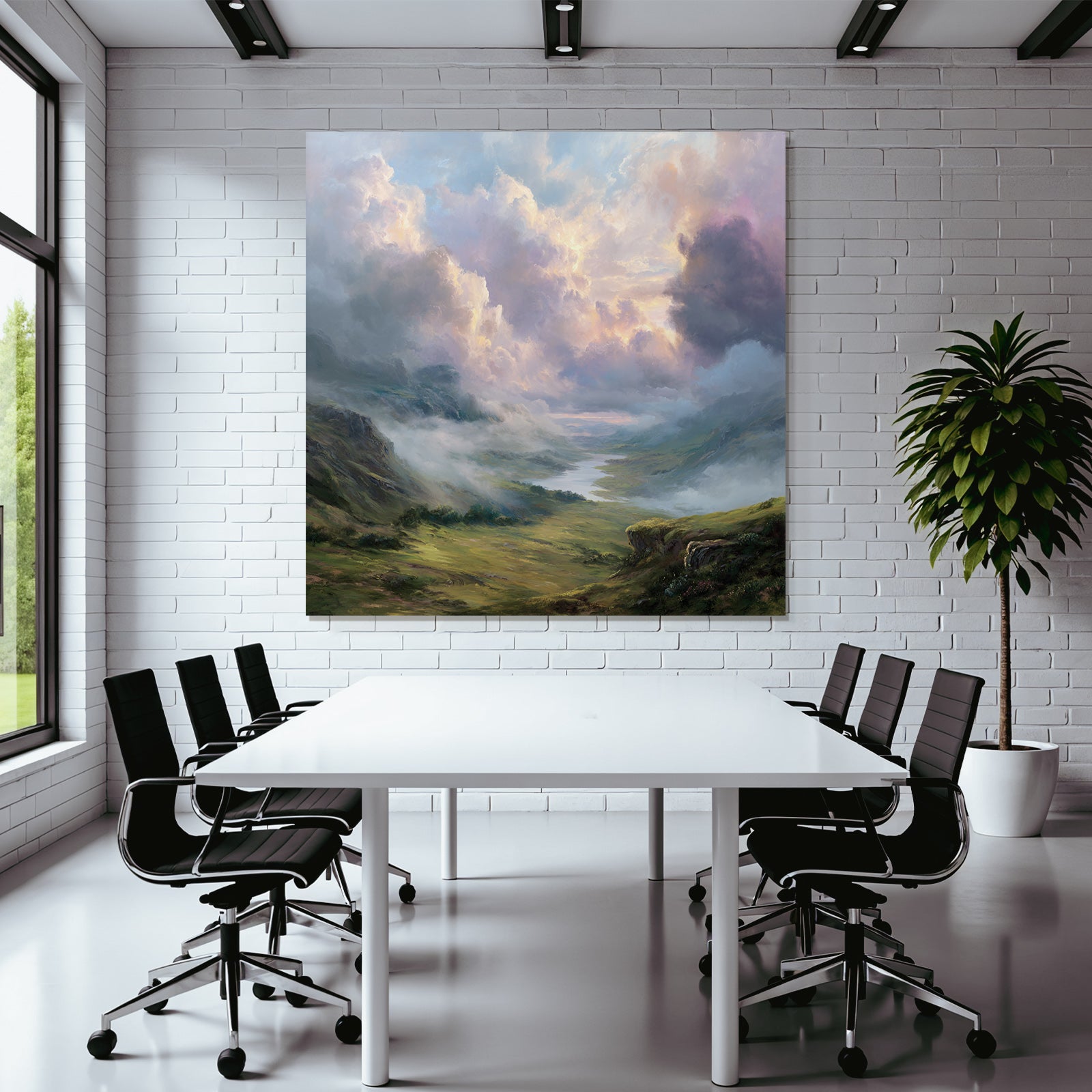 Malerische Landschaft Mit Fluss Und Farbenfrohem Himmel