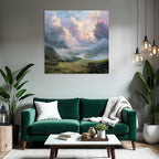 Malerische Landschaft Mit Fluss Und Farbenfrohem Himmel