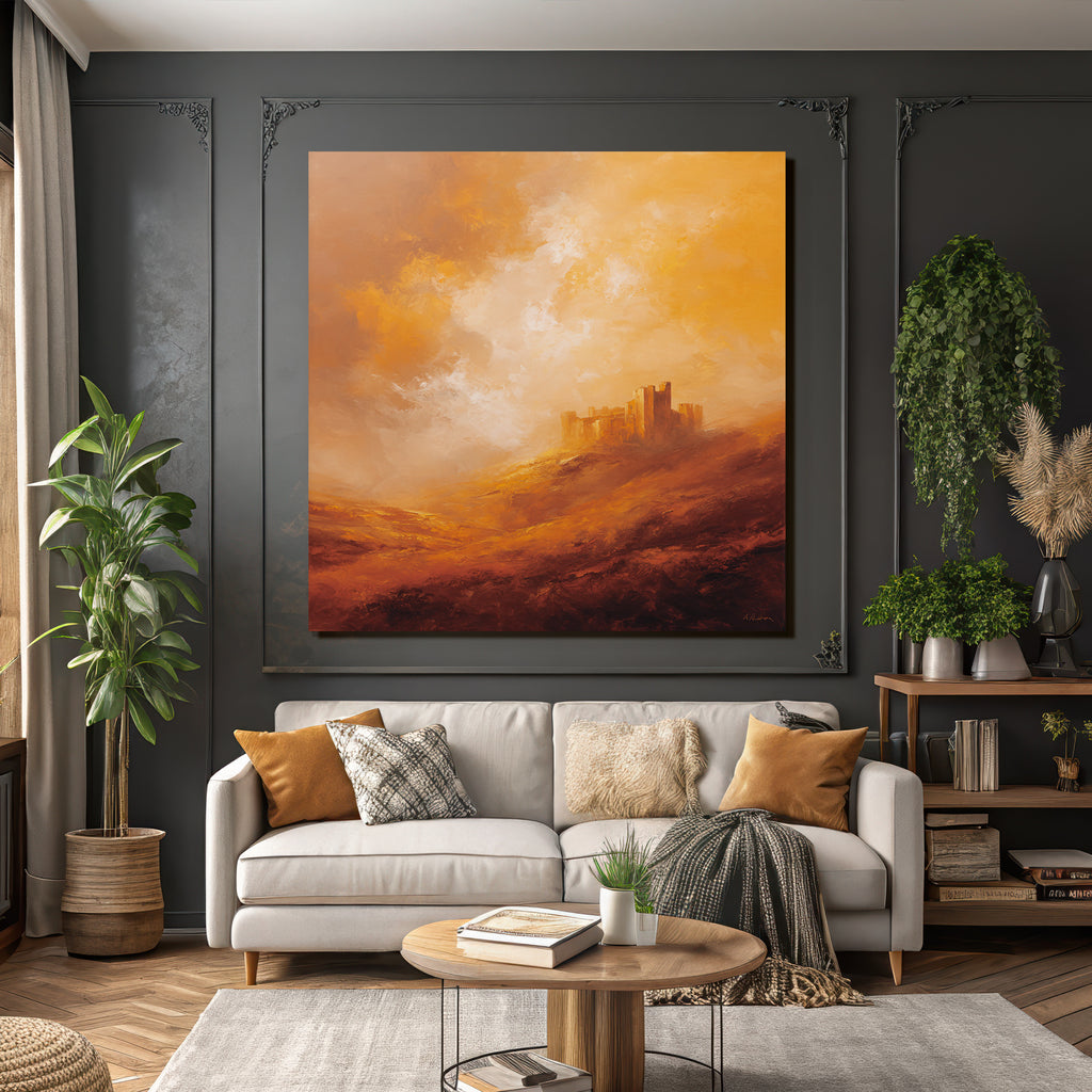 Mystische Burg In Oranger Landschaft