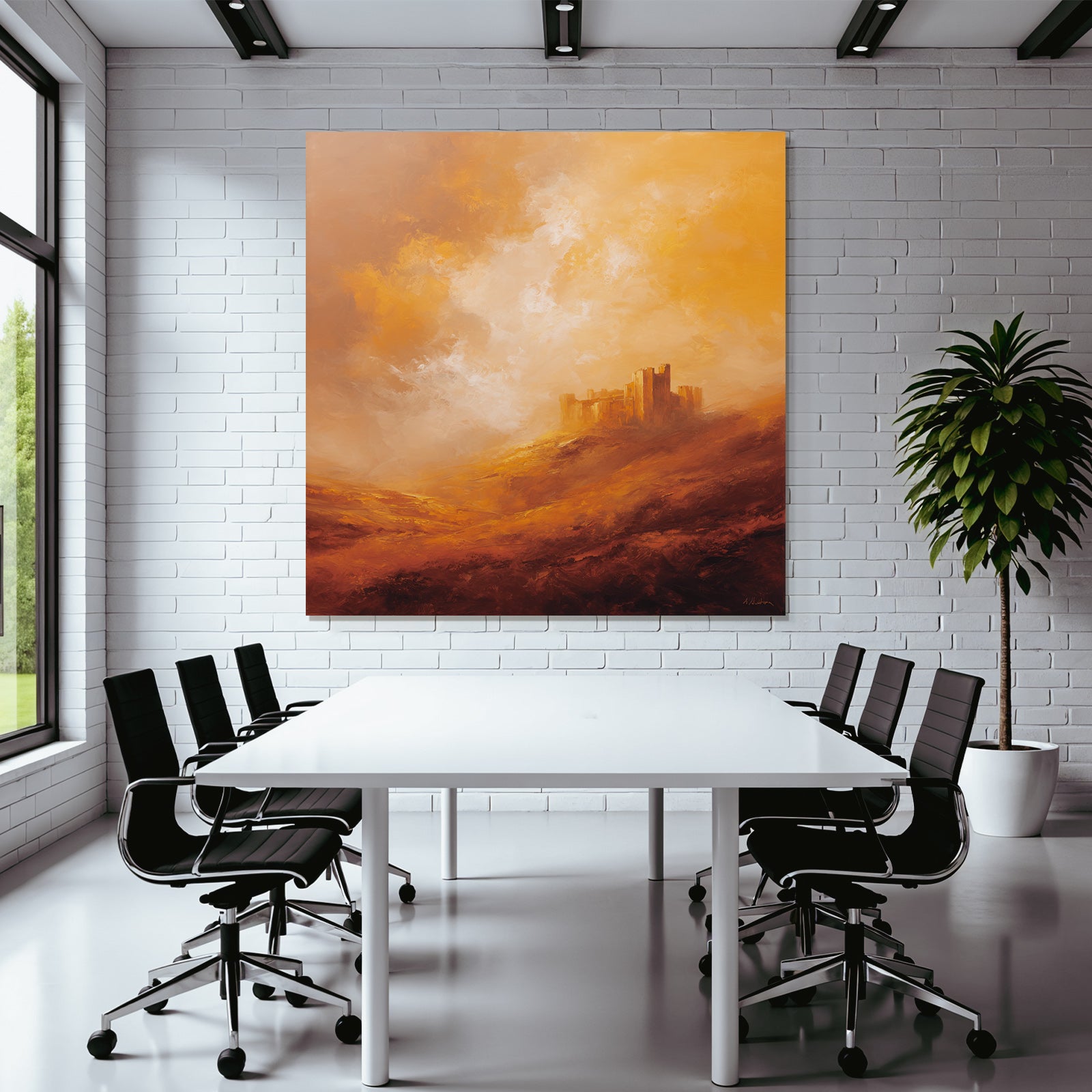 Mystische Burg In Oranger Landschaft