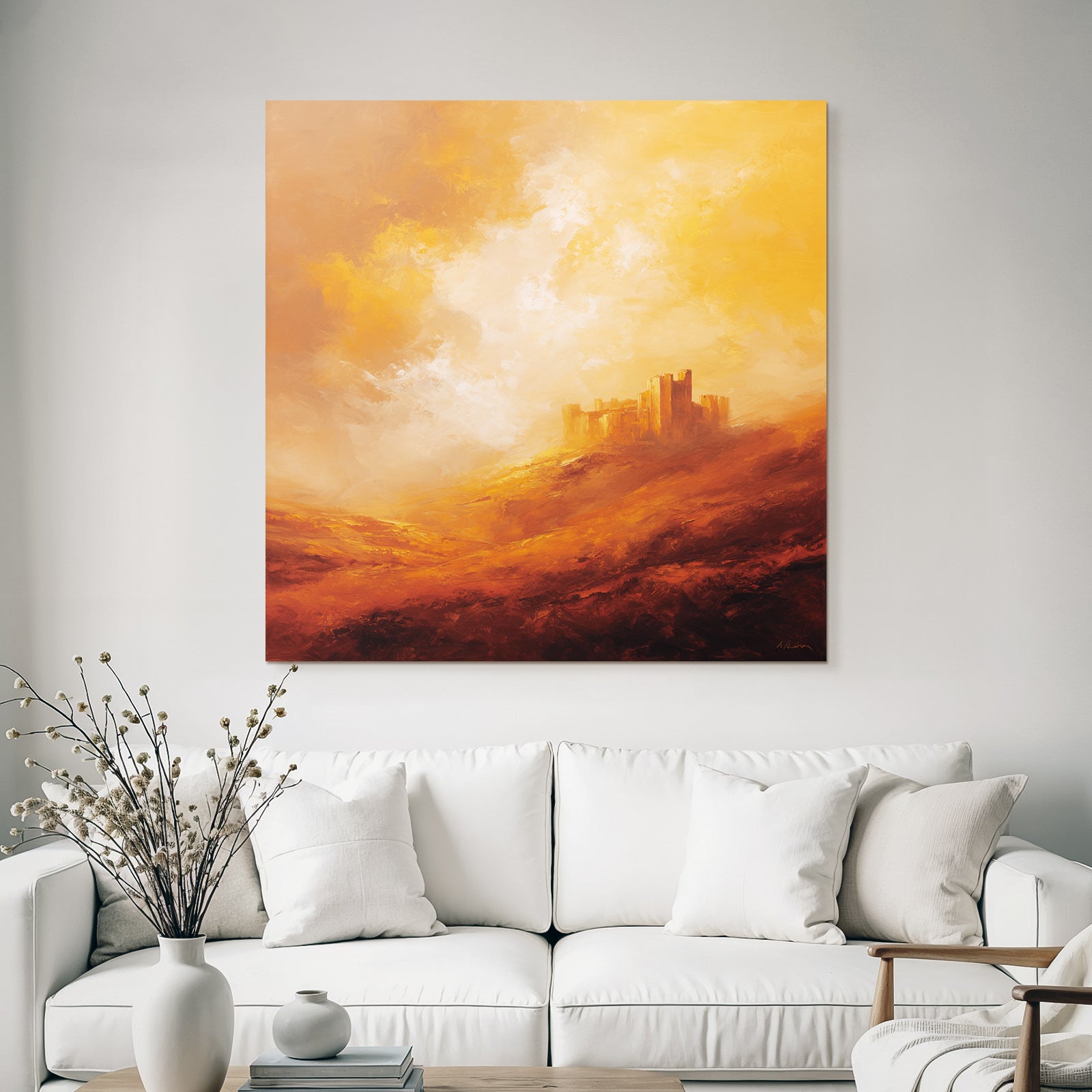 Mystische Burg In Oranger Landschaft