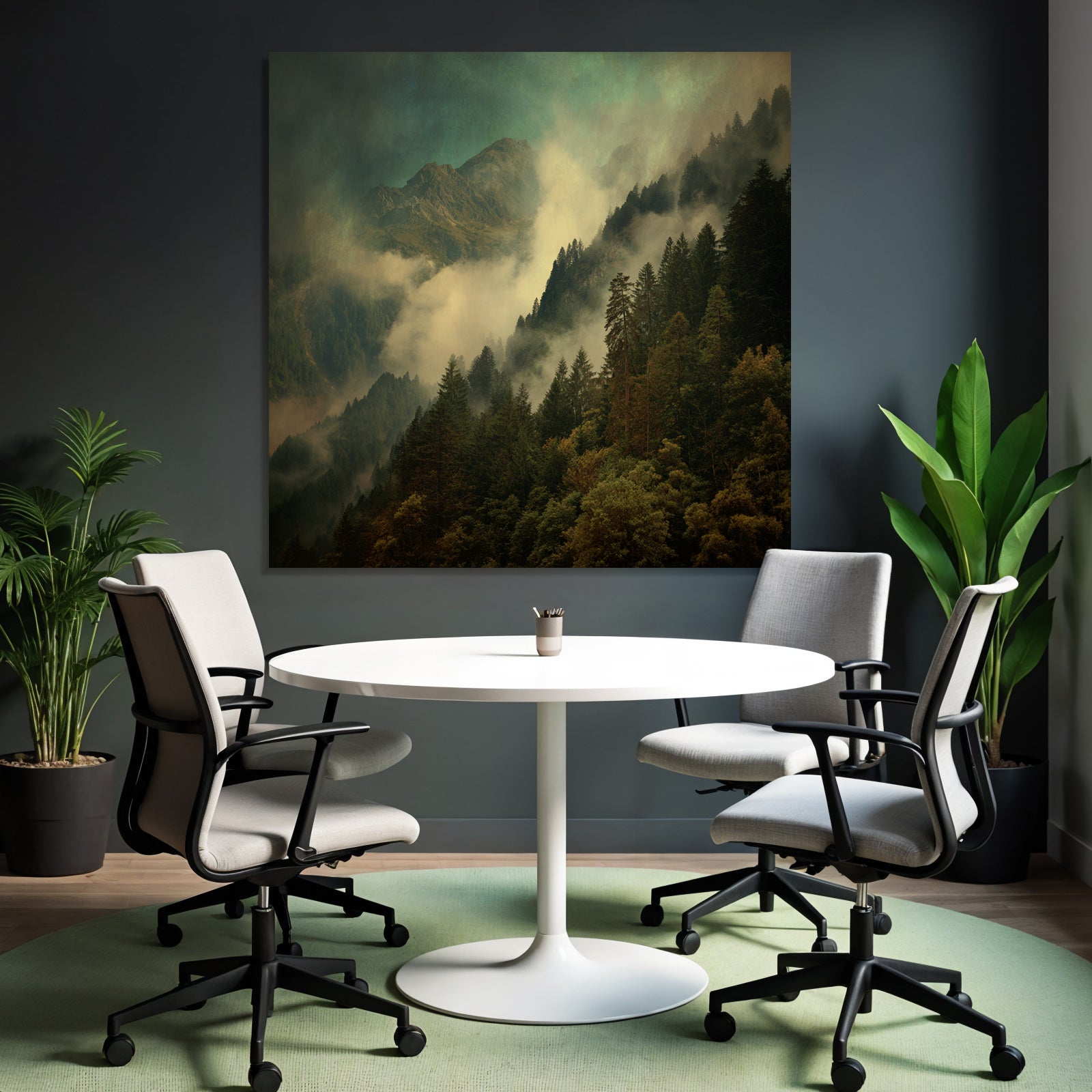 Nebelige Berglandschaft Mit Nebel Und Dichtem Wald