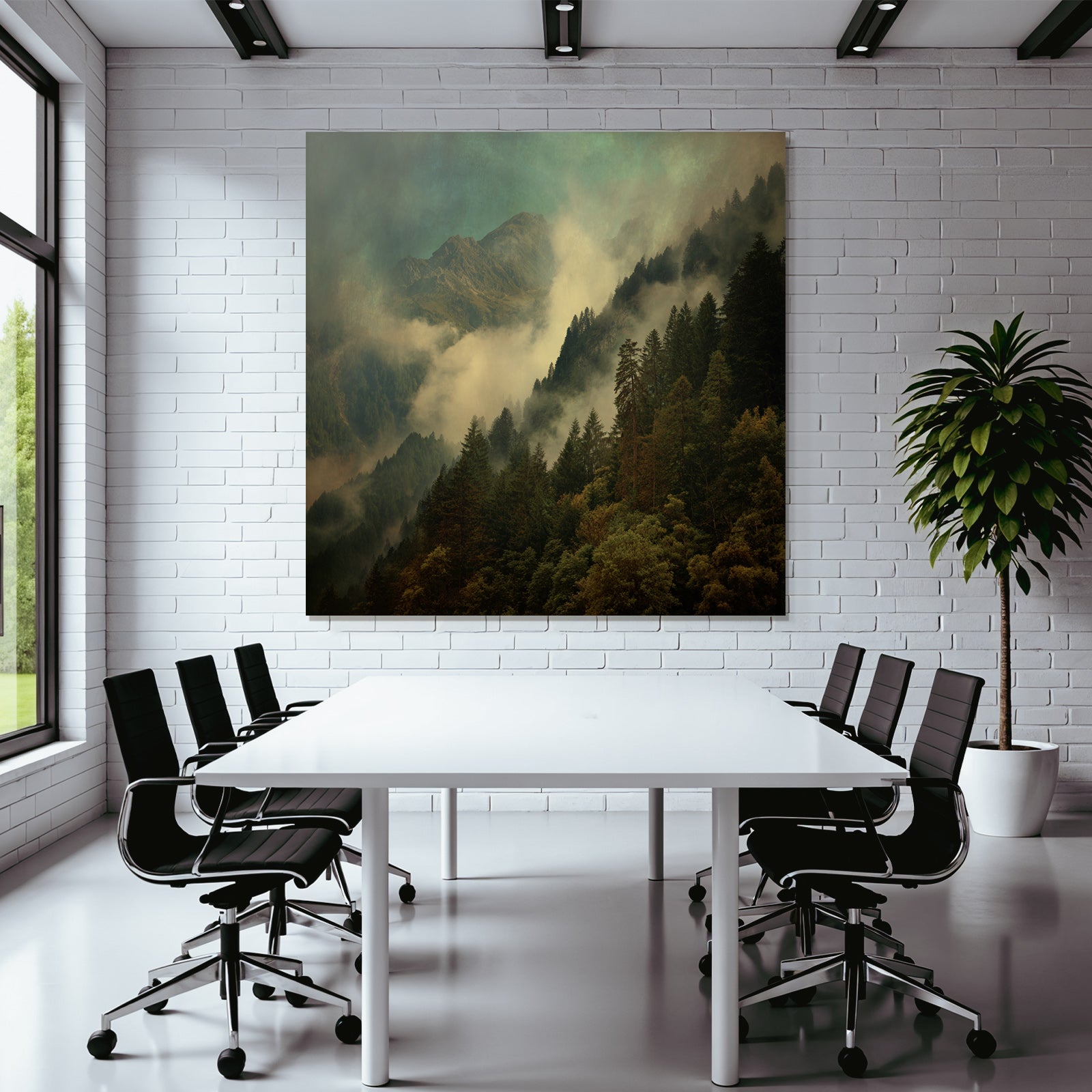 Nebelige Berglandschaft Mit Nebel Und Dichtem Wald