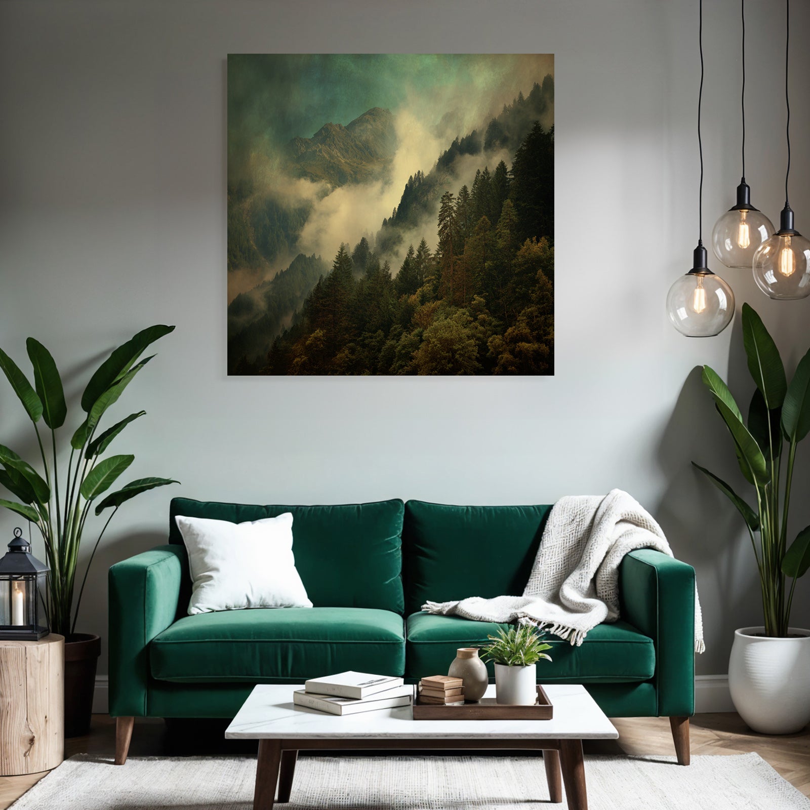 Nebelige Berglandschaft Mit Nebel Und Dichtem Wald