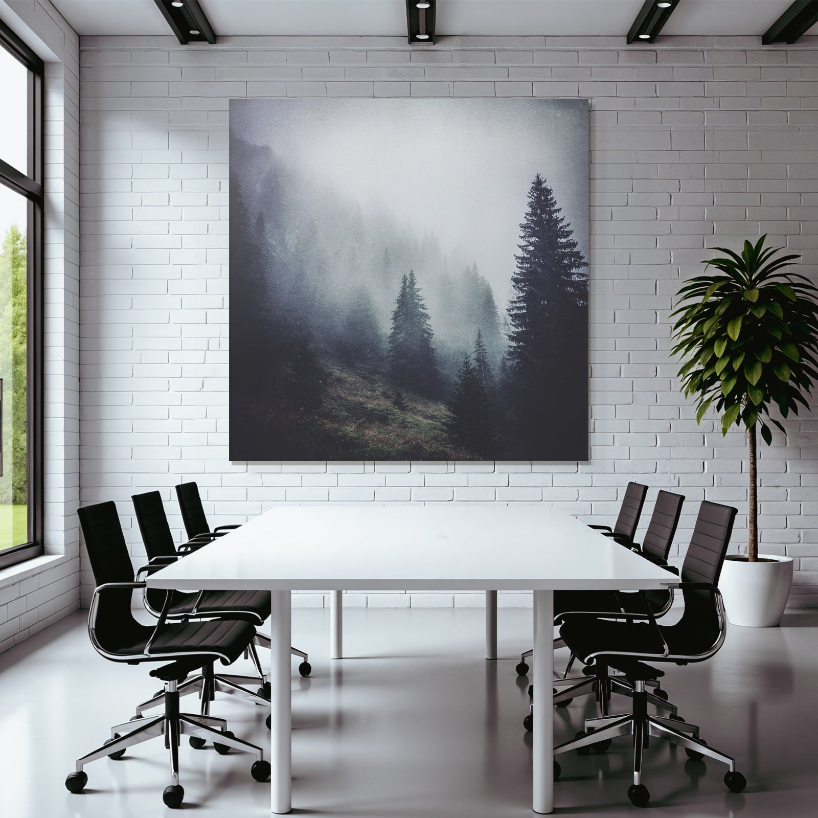 Nebliger Wald Mit Immergrünen Bäumen