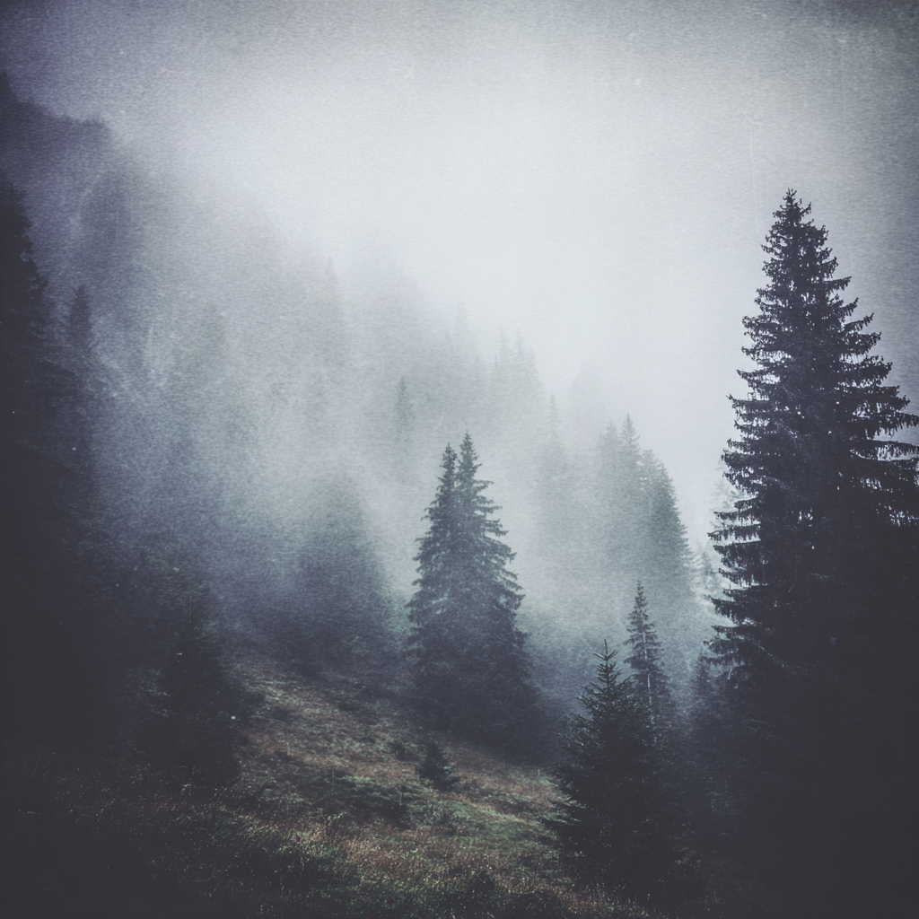 Nebliger Wald Mit Immergrünen Bäumen | Nebel und Wetter | Natur