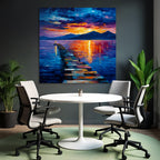 Pier Am Sonnenuntergang Impressionistische Landschaft