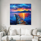 Pier Am Sonnenuntergang Impressionistische Landschaft