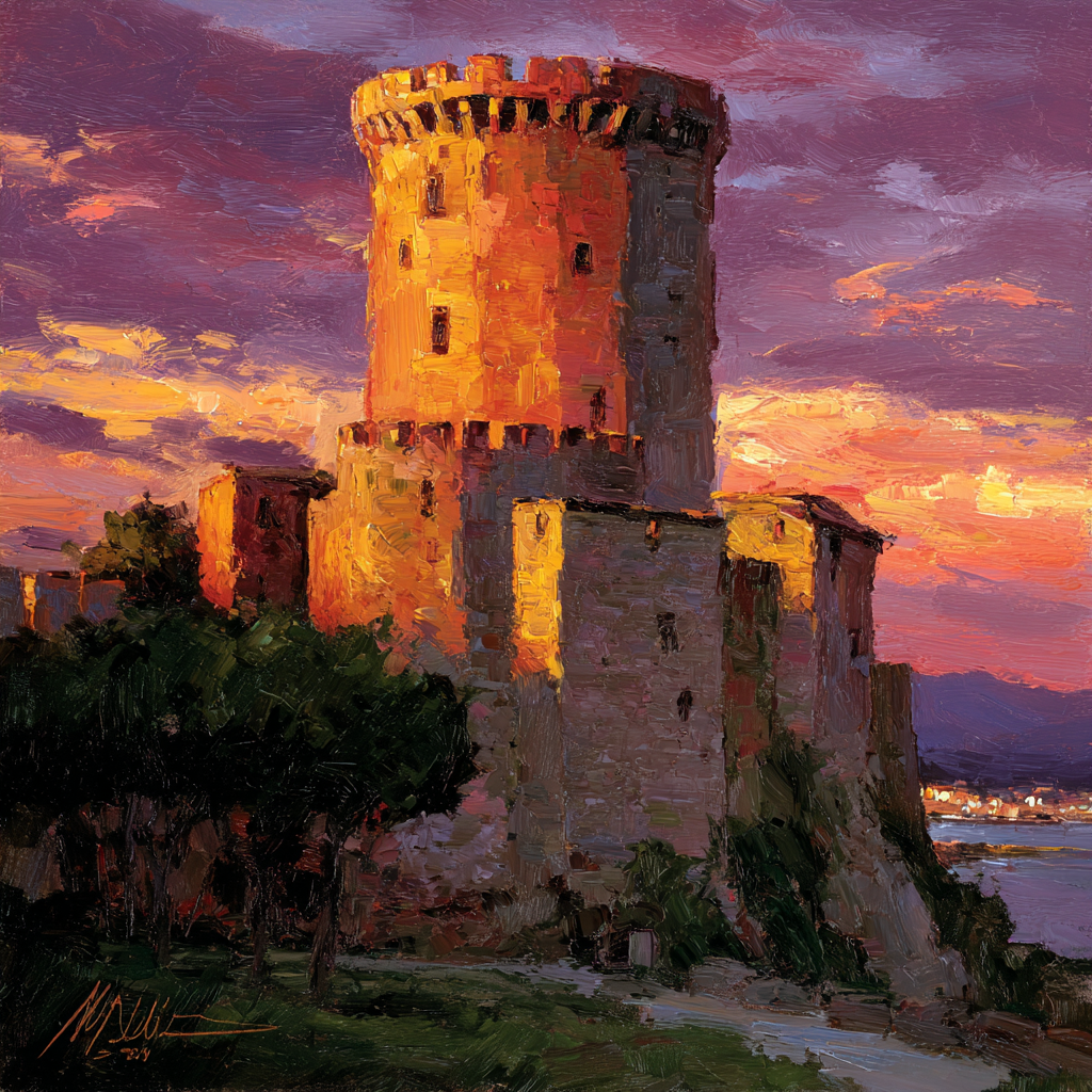 Schloss Bei Sonnenuntergang | Nebel und Wetter | Natur