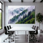 Bergwald Mit Nebel In Aquarellstil