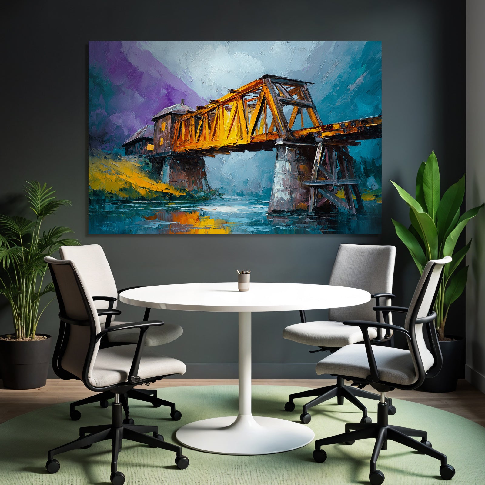 Bunte Impressionistische Brücke Über Wasser