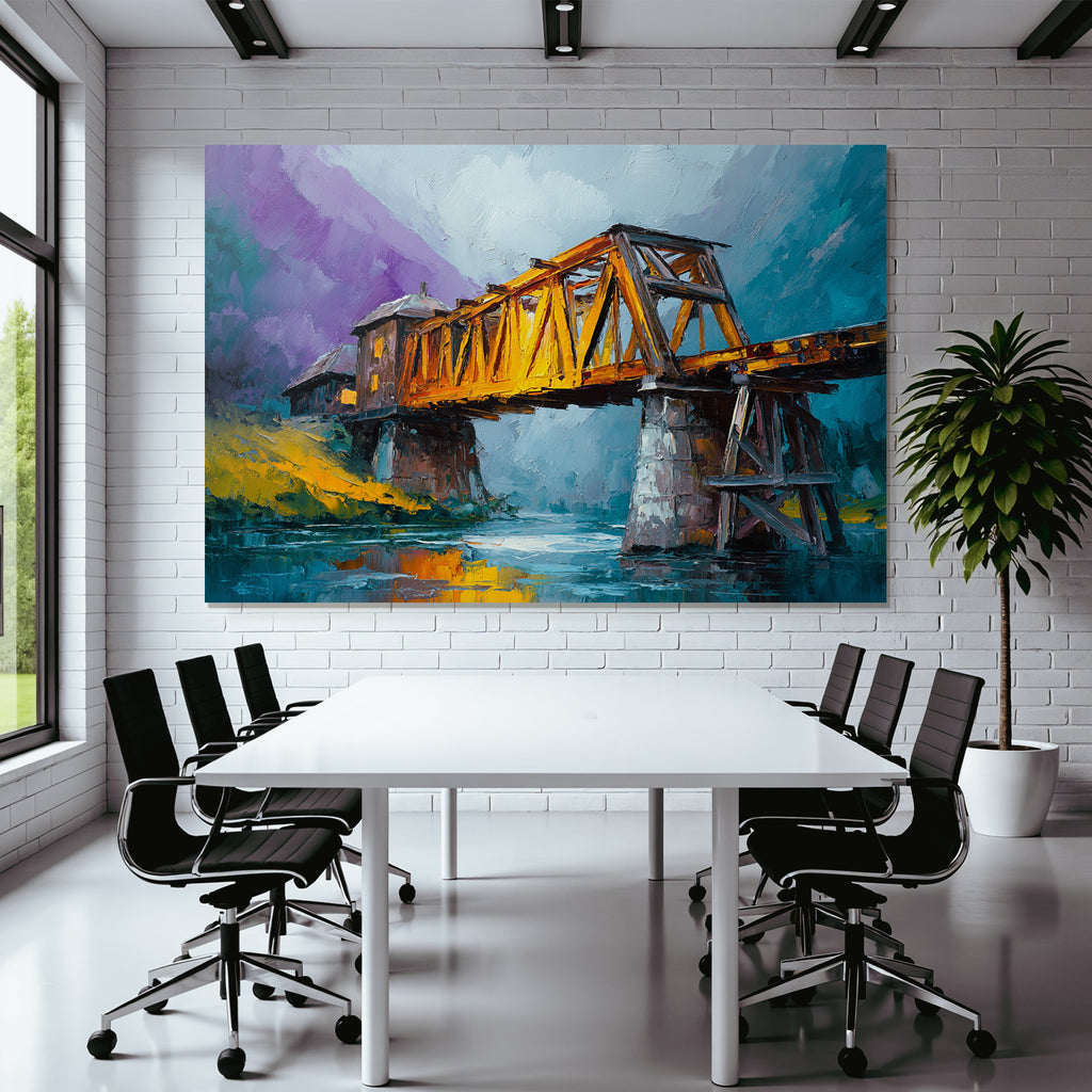 Bunte Impressionistische Brücke Über Wasser